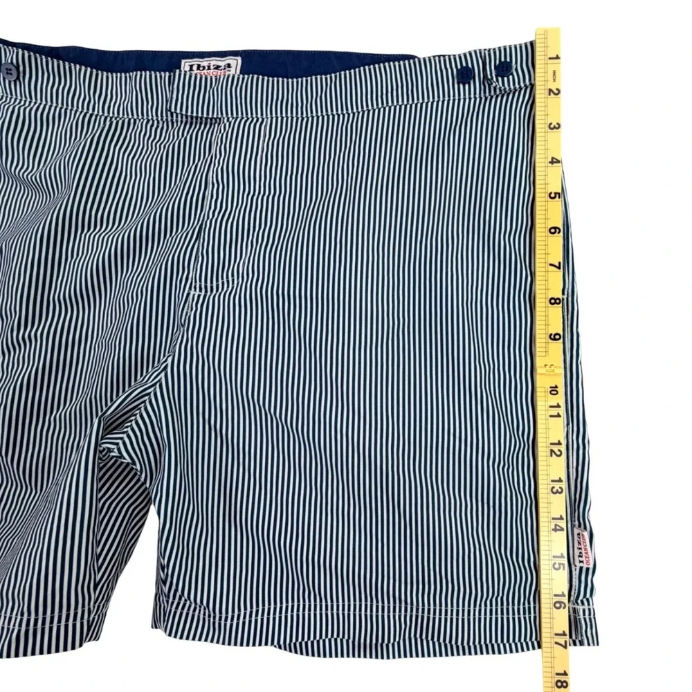 Ibiza Ocean Club Swim Trunks Men 38 Blue White Striped Mesh Lined Drawstring 6